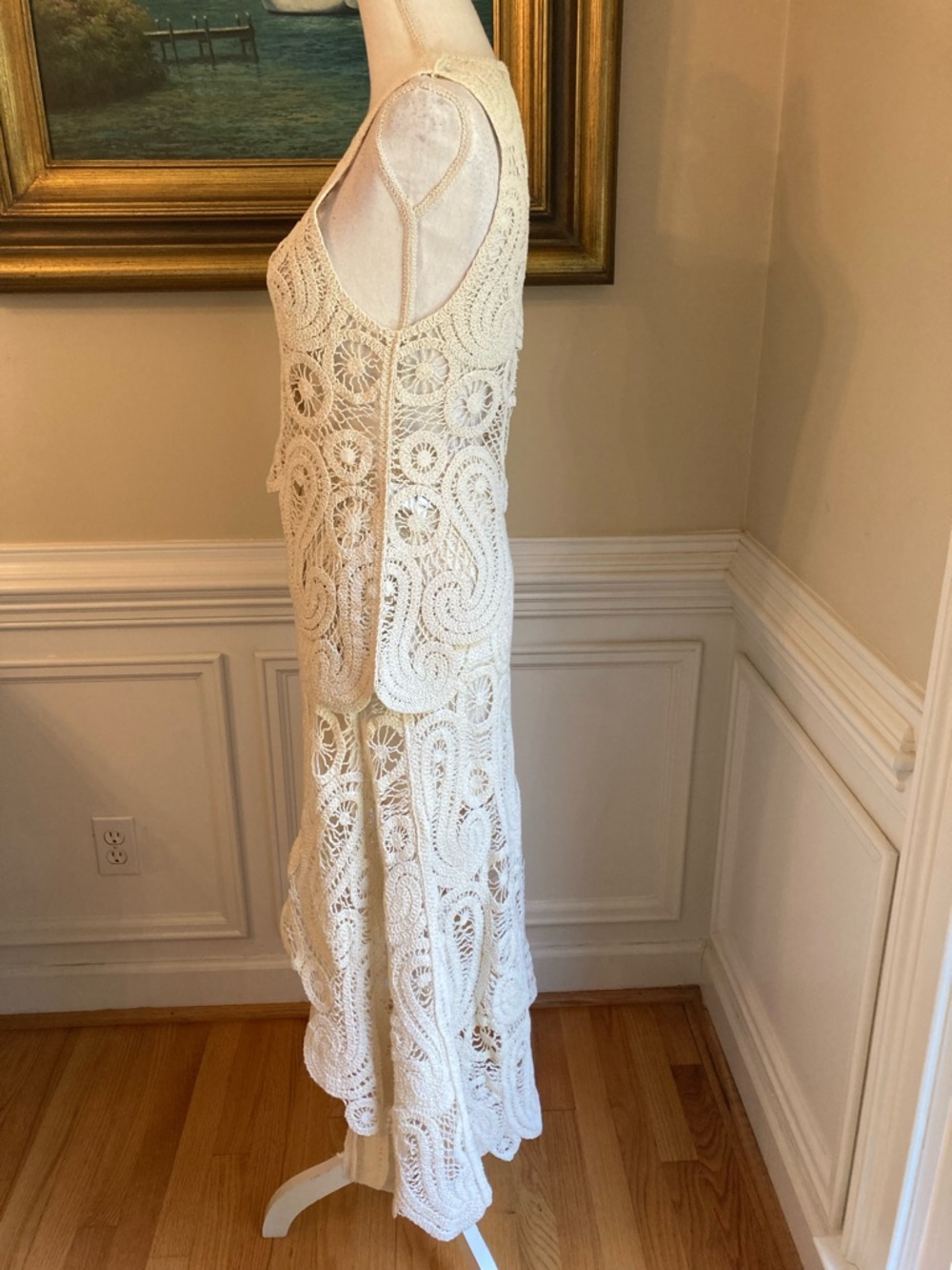 ZARA Set Ecru Cream Crochet Lace Top & Skirt - Picture 5 of 14